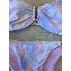 MaxSwim Tie Dye Bikini‎ Swimsuit Women's Size XS 34C Purple Blue Pink Halter Top